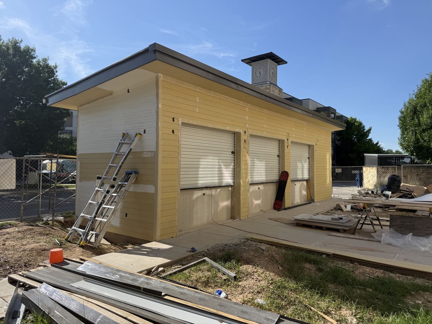 Exterior sheathing complete, Wahoo's Fish Tacos South Shore build in Austin
