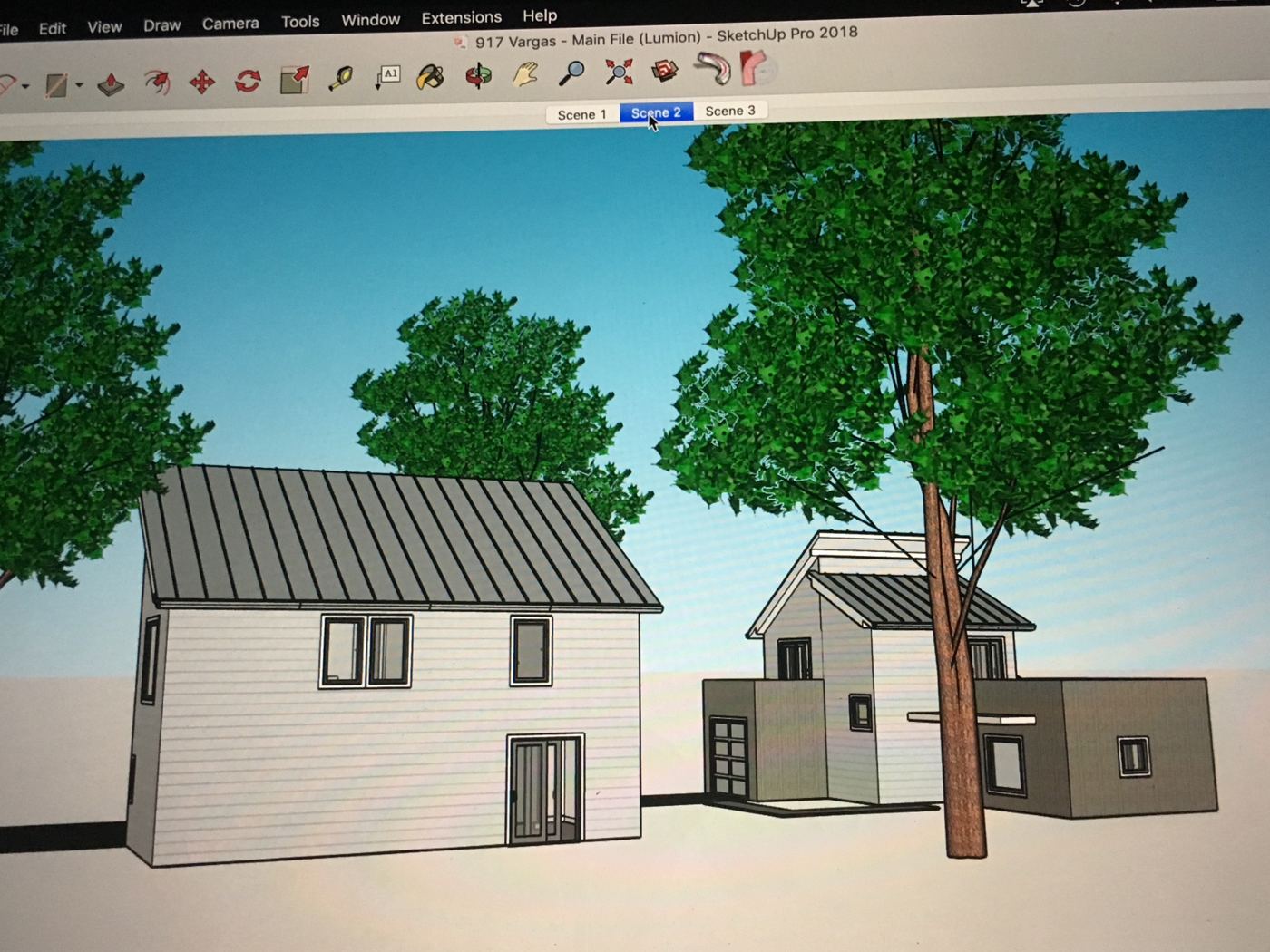 3D design model of the two condo units, Vargas Street condos design-build in Austin
