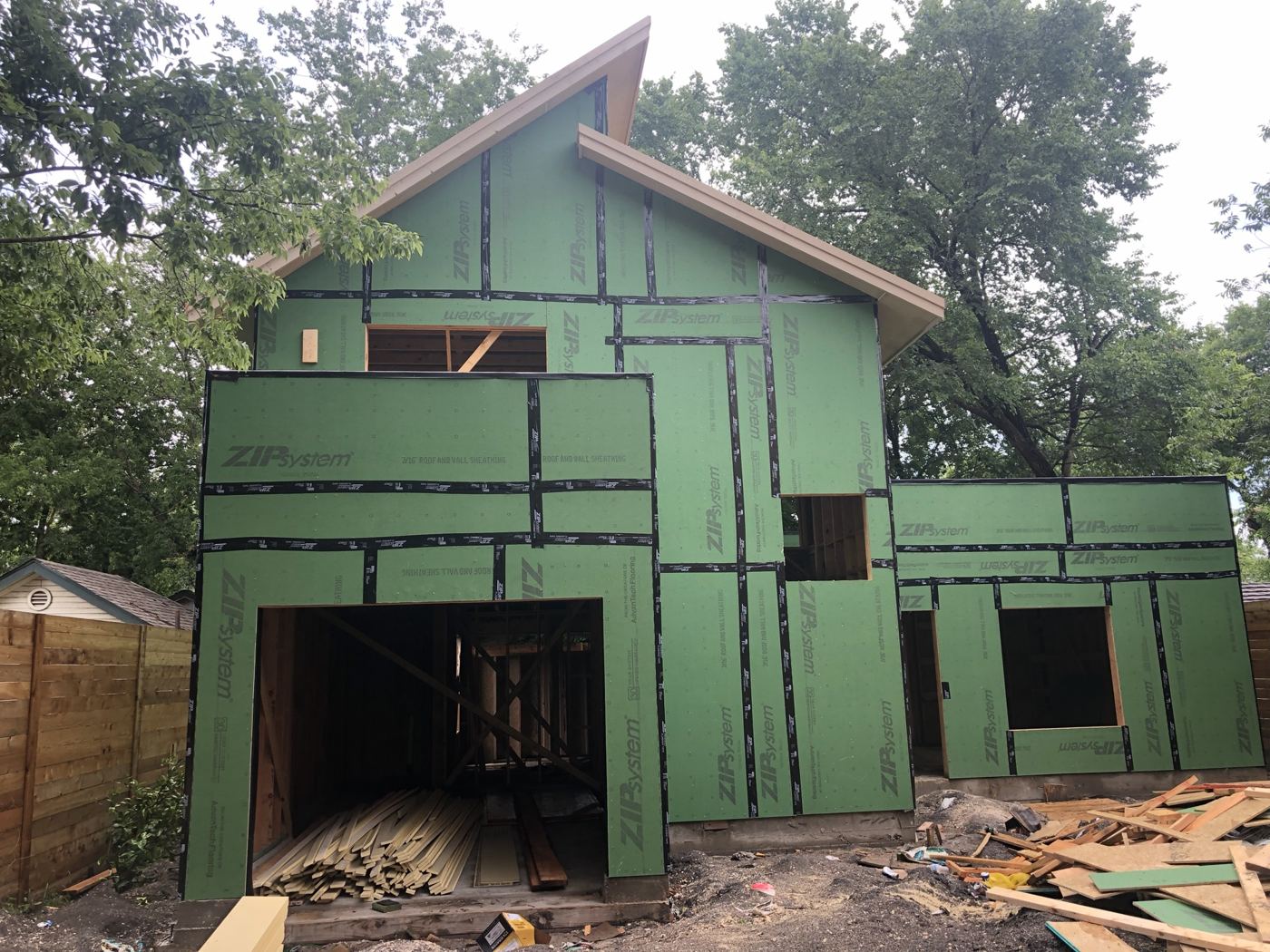 Zip System sheathing and window openings, Vargas Street condos design-build in Austin